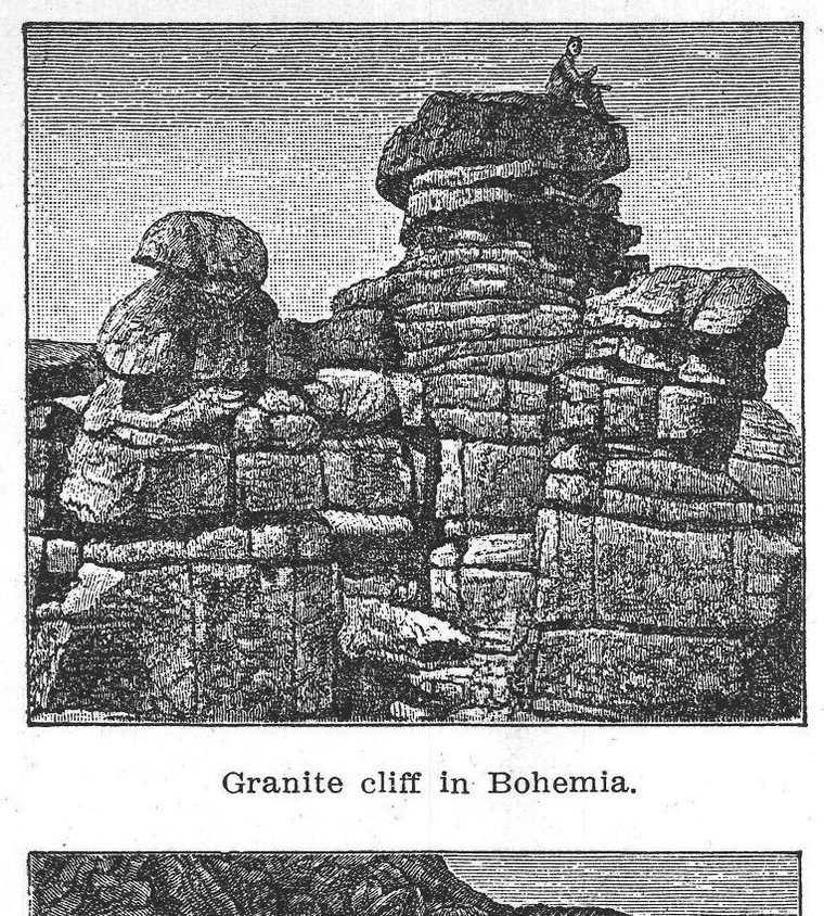 Granite cliff in Bohemia. Basalt