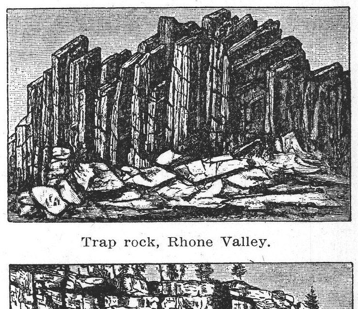 Trap rock, Rhone Valley. Basalt