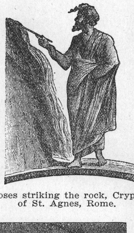 Moses striking the rock, Crypt of St. Agnes, Rome. Christian Antiquities