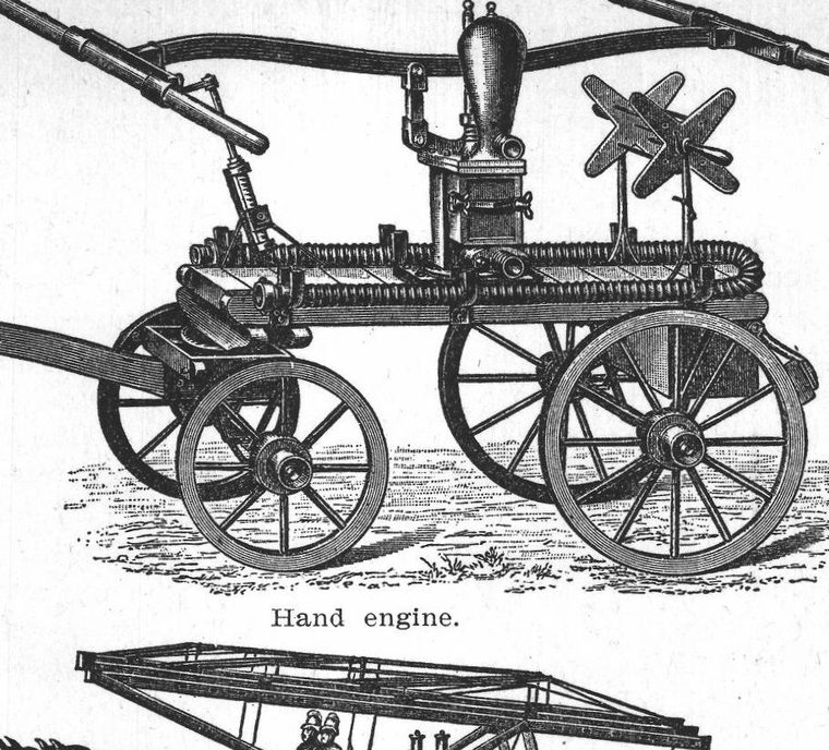 Hand engine. Fire fighting
