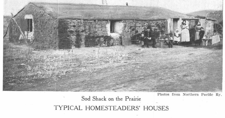 Sod Shack on the Prairie. Typical homesteaders' houses