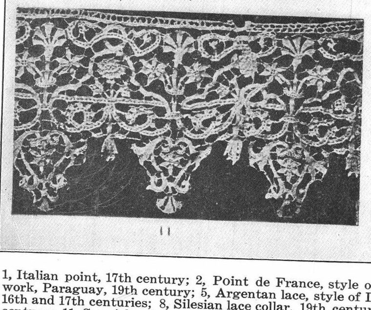 Italian point. Point de France. Argentan lace. Silesian lace collar. Lace