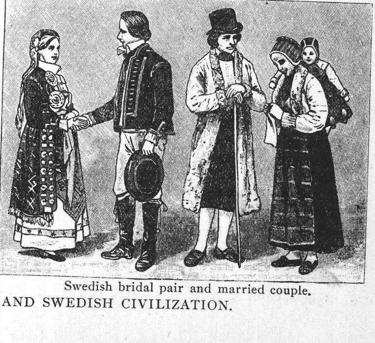 Swedish bridal pair and married couple. Norwegian and Swedish civilization
