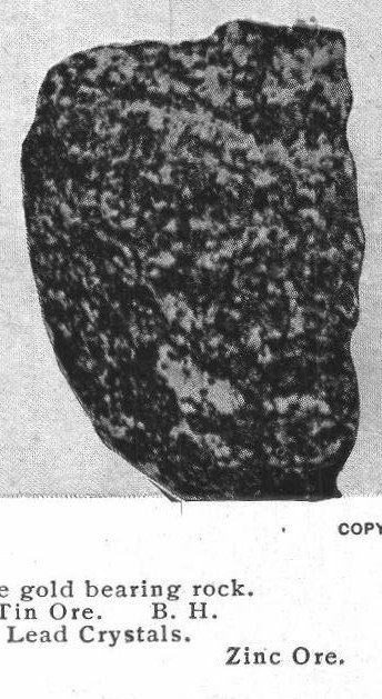 Gold bearing rock. Tin Ore. Lead Crystals. Zinc Ore. Ores