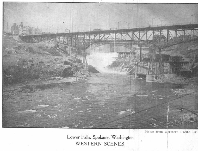 Lower Falls, Spokane, Washington. Western scenes