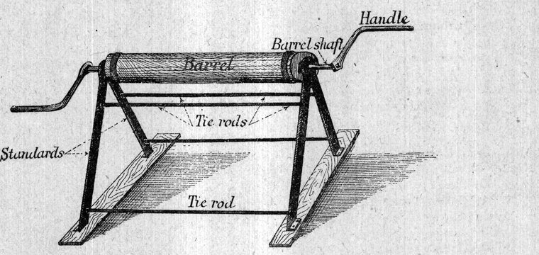 Crab-winch — barrel, standards and tie rods