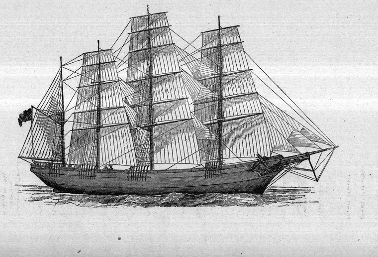 Four-mast ship — the aftermast sometimes referred to as the jiggermast