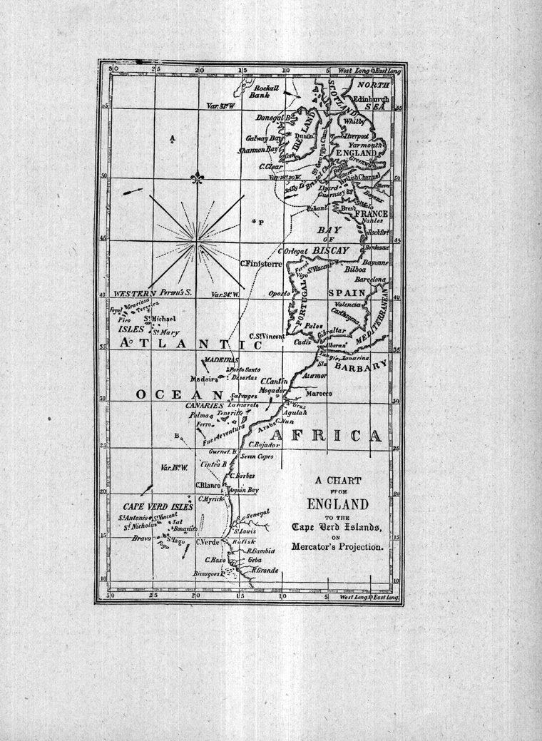 A chart from England to the Cape Verd Islands, on Mercator's projection