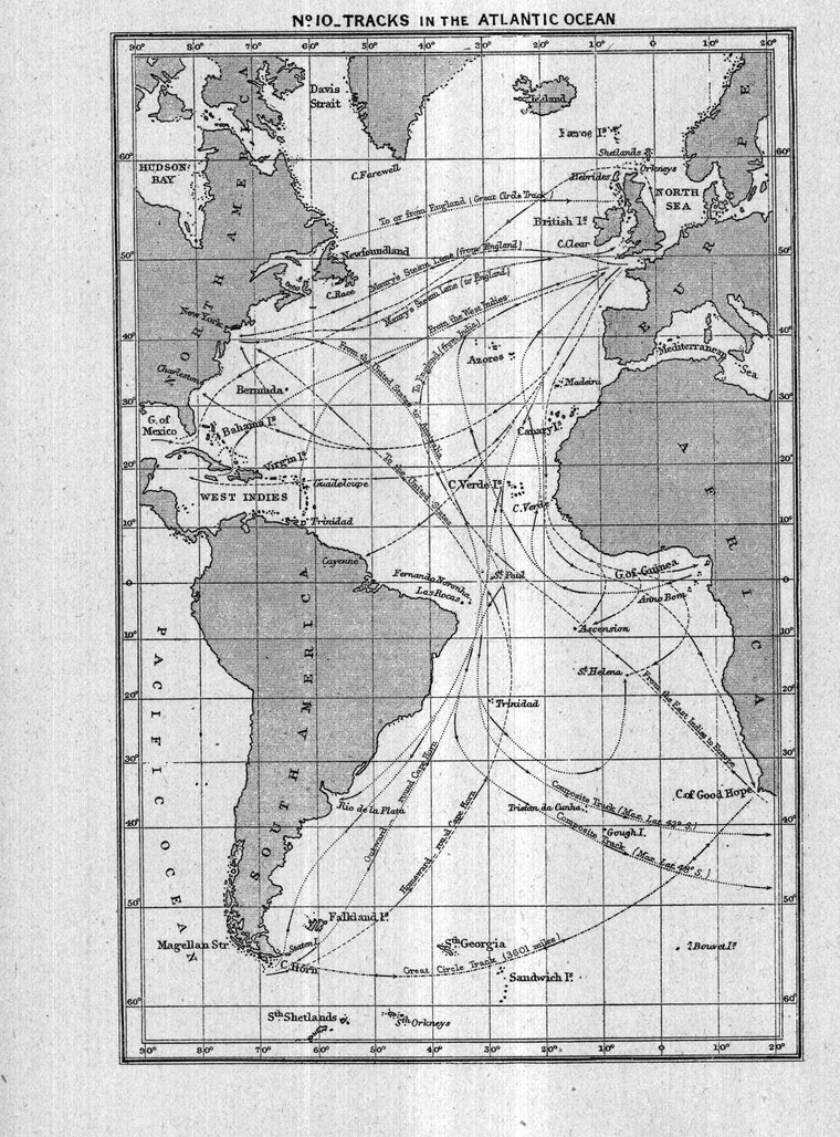 Tracks in the Atlantic Ocean