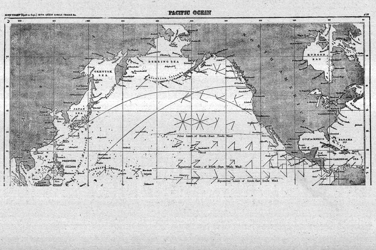 Wind chart of the Pacific Ocean