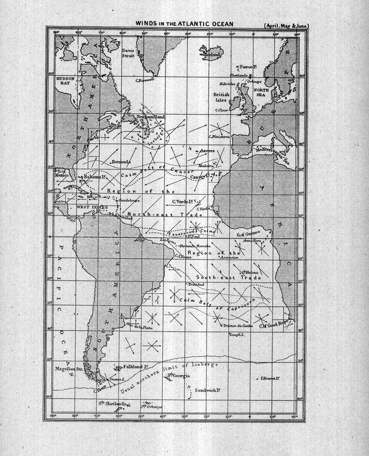Winds in the Atlantic Ocean — April, May and June
