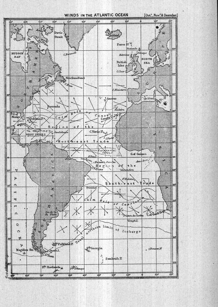 Winds in the Atlantic Ocean — October, November and December