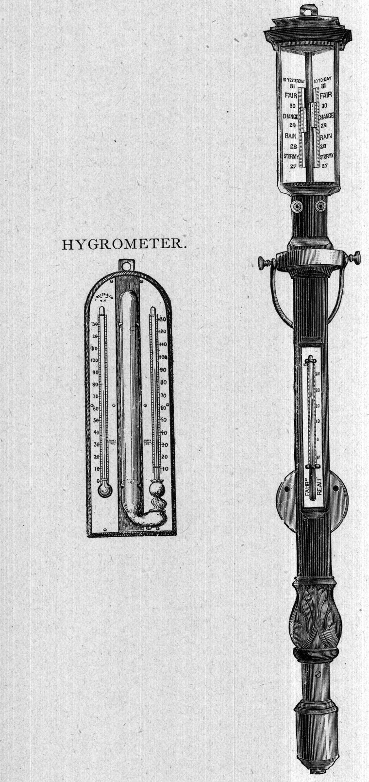 Hygrometer and mercurial barometer