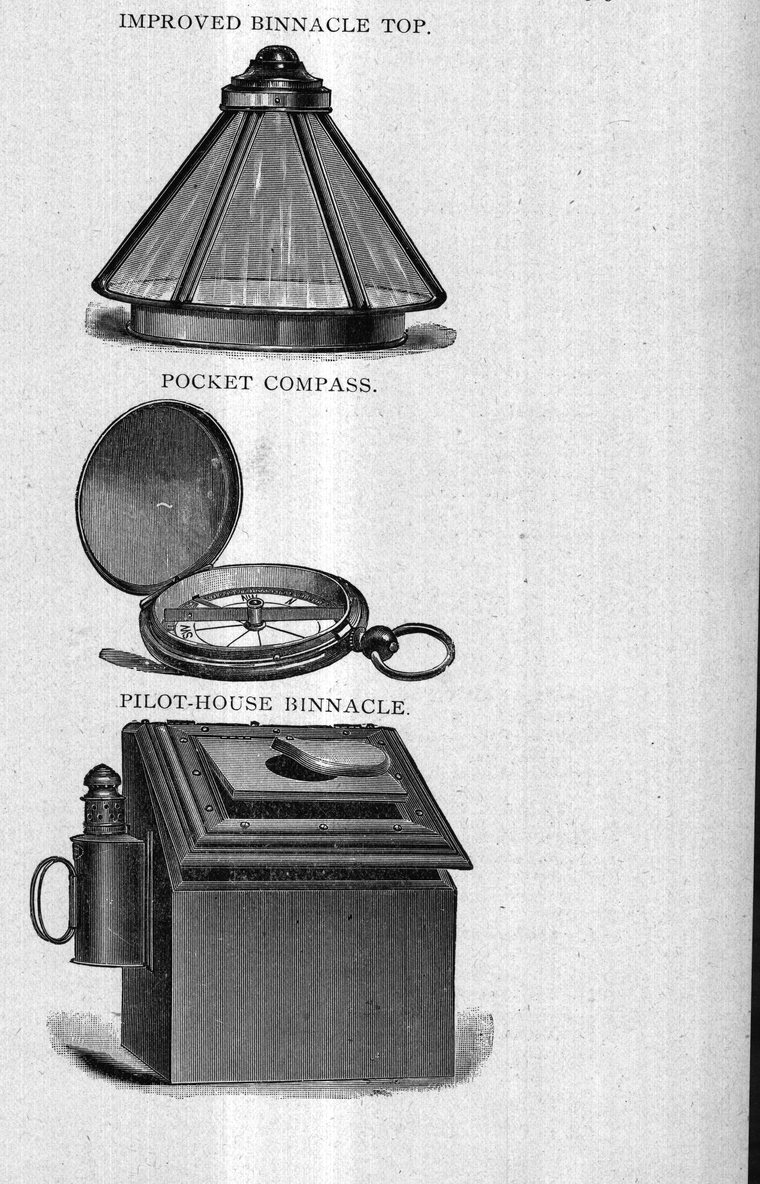 Improved binnacle top, pocket compass and pilot-house binnacle