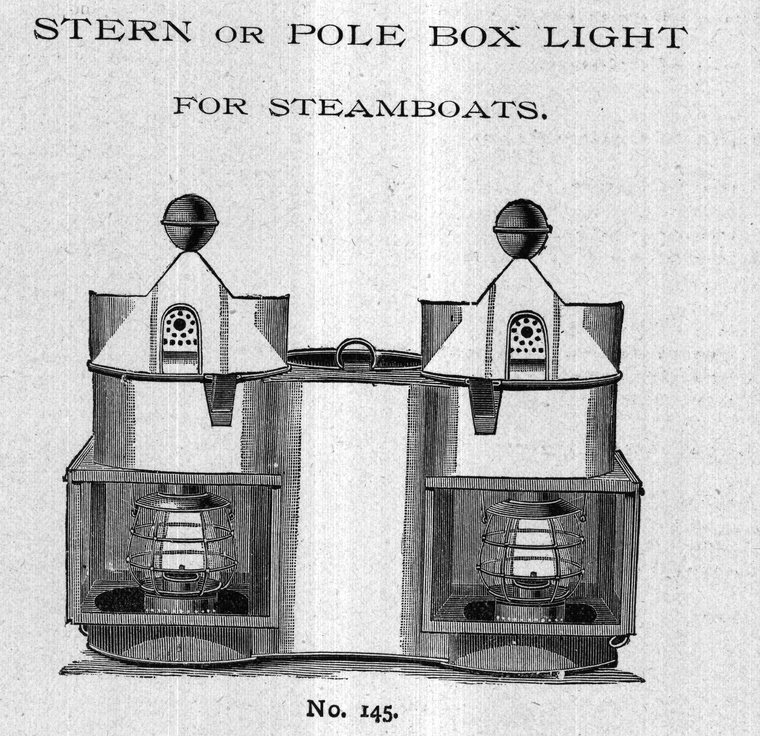 Stern or pole box light for steamboats